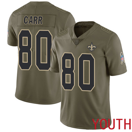 New Orleans Saints Limited Olive Youth Austin Carr Jersey NFL Football #80 2017 Salute to Service Jersey->youth nfl jersey->Youth Jersey
